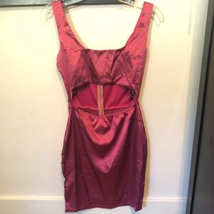 Missguided Pink Satin Cut Out Mini Dress